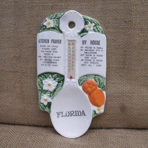 Vintage Kitchen Spoon Plaque Thermometer Poems